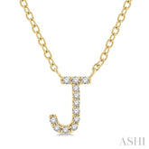 1/20 Ctw Initial 'J' Round Cut Diamond Pendant With Chain in 14K Yellow Gold