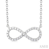 1/10 Ctw Round Cut Diamond Infinity Petite Pendant With Chain in 14K White Gold