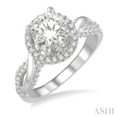 1/2 Ctw Circular Center Twisted Shank Round Cut Diamond Semi-Mount Engagement Ring in 14K White Gold