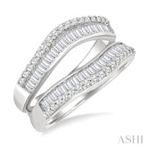 1 1/10 Ctw Baguette and Round Cut Diamond Insert Ring in 14K White Gold
