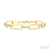 3/4 Ctw Paperclip Link Round Cut Diamond Aeris Gold Fashion Bracelet in 14K Yellow Gold