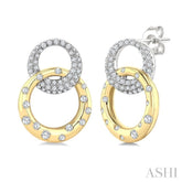1/2 Ctw Round Cut Diamond Interlocked Circle Fashion Earring in 14K Yellow and White Gold