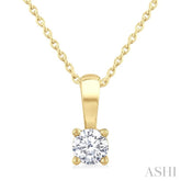 1/4 Ctw Prong Set Round Cut Diamond Solitaire Pendant With Chain in 14K Yellow Gold