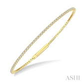 1 Ctw Round Cut Diamond Full way Straight Flex Bangle in 14K Yellow Gold