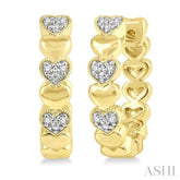 1/20 Ctw Puffed Heart Round Cut Diamond Hoop Earring in Yellow Gold Vermeil
