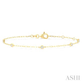 1/6 Ctw Round Cut Diamond Paperclip Station Bracelet in 14K Yellow Gold