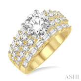 1 3/4 Ctw Diamond Semi-Mount Engagement Ring in 14K Yellow and White Gold