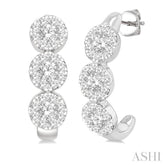 7/8 Ctw Lovebright Round Cut Diamond Half Hoop Earrings in 14K White Gold