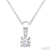 1/5 Ctw Prong Set Round Cut Diamond Solitaire Pendant With Chain in 14K White Gold