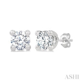 1/20 Ctw Round Cut Diamond Stud Earrings in 14K White Gold
