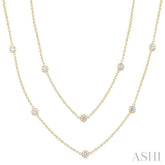 2 Ctw Bezel Set Round Cut Diamond Station Long Necklace in 14K Yellow Gold