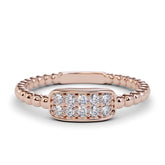 Unique Diamond Cluster Ring in 14k Gold / Beaded Gold and Diamond Stackable Ring / Diamond Wedding Band / Dainty Ring / Dainty Promise Ring