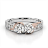 0.62ct. Curved Two Stone Promise Ring / Forever Us Diamond Ring / Solid Gold Two Diamond Anniversary Ring / Engagement Ring / Bypass Ring