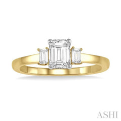 1/10 Ctw Baguette Diamond Semi-Mount Engagement Ring in 14K Yellow and White Gold