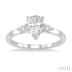 1/5 Ctw Pear Cut Diamond Semi-Mount Engagement Ring in 14K White Gold