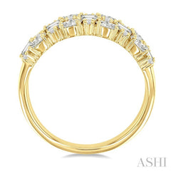 1 1/2 Ctw Triple Row Multi-Cut Diamond Fashion Band in 14K Yellow Gold