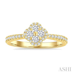 1/2 Ctw Clover Round Cut Diamond Fashion Ring in 14K Yellow Gold
