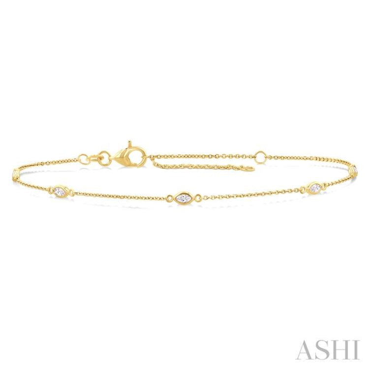 1/4 Ctw Marquise Cut Diamond Station Bracelet in 14K Yellow Gold