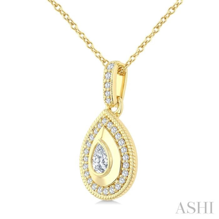1/4 Ctw Open Window Pear and Round Cut Golden Glow Diamond Fashion Pendant With Chain in 14K Yellow Gold