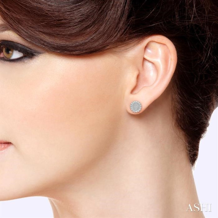 1/50 Ctw Round Cut Diamond Earrings in Sterling Silver