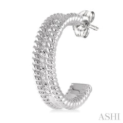 1/20 Ctw Round Cut Diamond Fashion Earrings in Sterling Silver