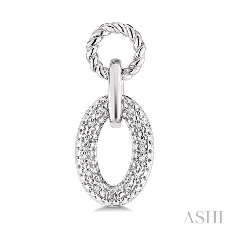 1/10 Ctw Round Cut Diamond Bold Oval Shape Rope Link Earrings in Sterling Silver