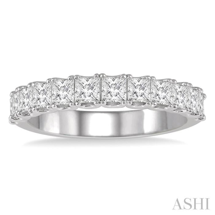 1 1/5 Ctw Princess Cut Diamond Matching Wedding Band in 14K White Gold