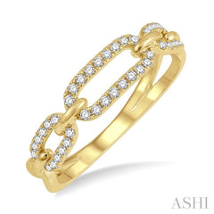 1/5 Ctw Round Cut Diamond Paperclip Ladies Ring in 14K Yellow Gold