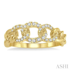 1/6 Ctw Curb & Cuban Round Cut Diamond Fashion Band in 14K Yellow Gold