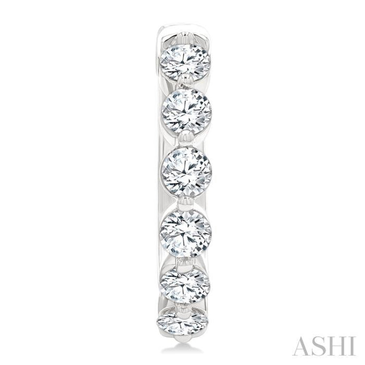 1 1/2 Ctw Prong Set Round Cut Diamond Hoop Earrings in 14K White gold