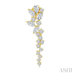 1 Ctw Mixed Shape Diamond Scatter Fashion Long Earring in 14K Yellow Gold