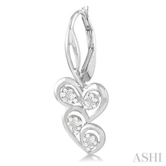 1/10 Ctw Round Cut Diamond Twice Heart Earrings in Sterling Silver