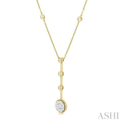 5/8 Ctw Circular Mount & Bar Extension Round Cut Diamond Lovebright Necklace in 14K Yellow and White Gold