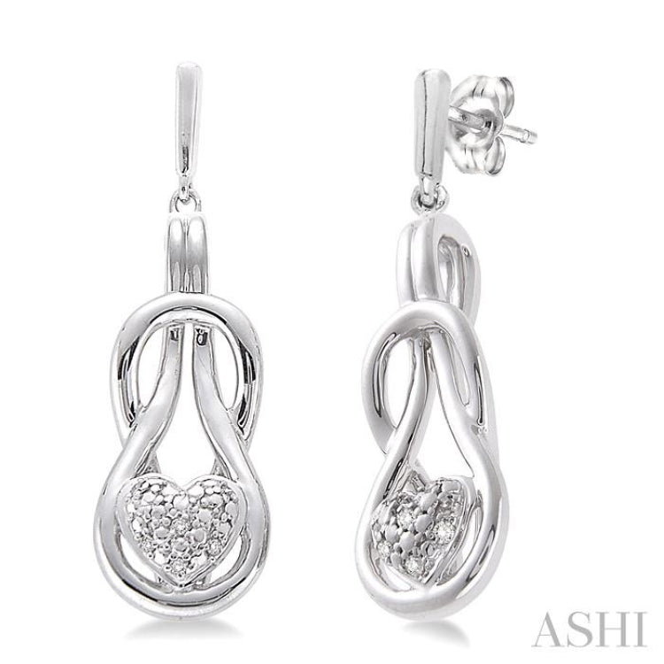 1/50 Ctw Heart Shape Round Cut Diamond Fashion Earrings in Sterling Silver