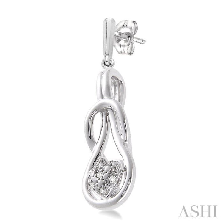 1/50 Ctw Heart Shape Round Cut Diamond Fashion Earrings in Sterling Silver