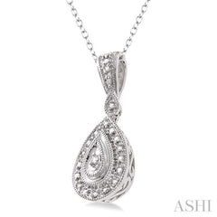 1/20 Ctw Pear Shape Round Cut Diamond Pendant in Sterling Silver with Chain