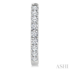 1 Ctw Round Cut Diamond Hoop Earrings in 14K White gold