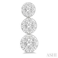 1/2 Ctw Hanging Triple Mount Lovebright Round Cut Diamond Earrings in 14K White Gold