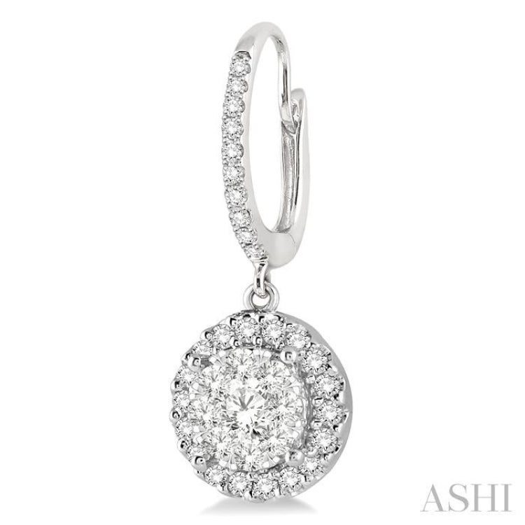 5/8 Ctw Round Cut Diamond Lovebright Earrings in 14K White Gold