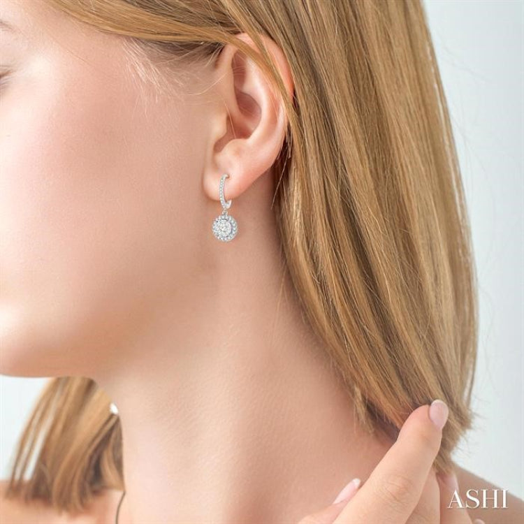 5/8 Ctw Round Cut Diamond Lovebright Earrings in 14K White Gold