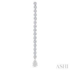 1 1/4 Ctw Lovebright Pear Shape Dangle Tip Round Cut Diamond Fashion Long Earrings in 14K White Gold