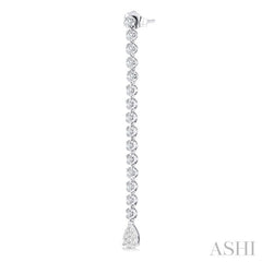 1 1/4 Ctw Lovebright Pear Shape Dangle Tip Round Cut Diamond Fashion Long Earrings in 14K White Gold