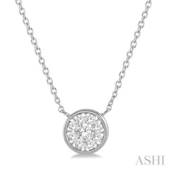 1/4 Ctw Round Shape Lovebright Diamond Pendant With Chain in 14K White Gold
