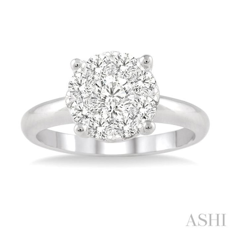 3/4 Ctw Lovebright Round Cut Diamond Bridal Ring in 14K White Gold