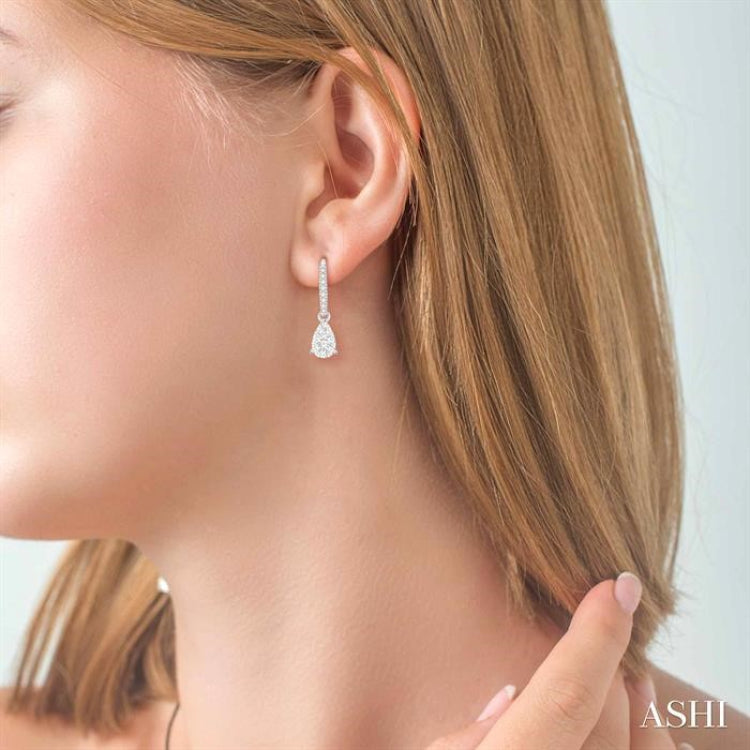 1/2 Ctw Pear Shape Diamond Lovebright Earrings in 14K White Gold