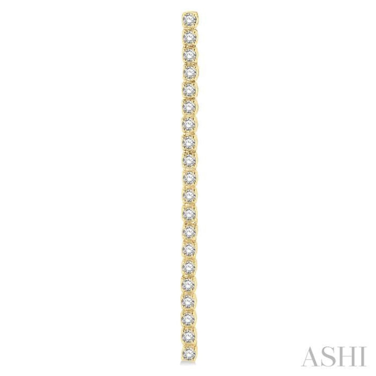1 Ctw Single Line Drop Round Cut Diamond Tennis Earrings in 14K Yellow Gold
