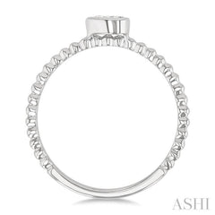 1/6 Ctw Ball Bead East-West Bezel Set Pear Cut Diamond Stackable Petite Fashion Ring in 14K White Gold