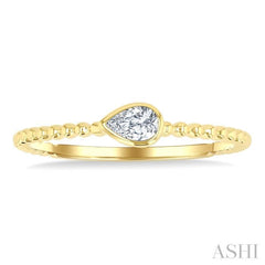 1/6 Ctw Ball Bead East-West Bezel Set Pear Cut Diamond Bead Bijoux Stackable Petite Fashion Ring in 14K Yellow Gold