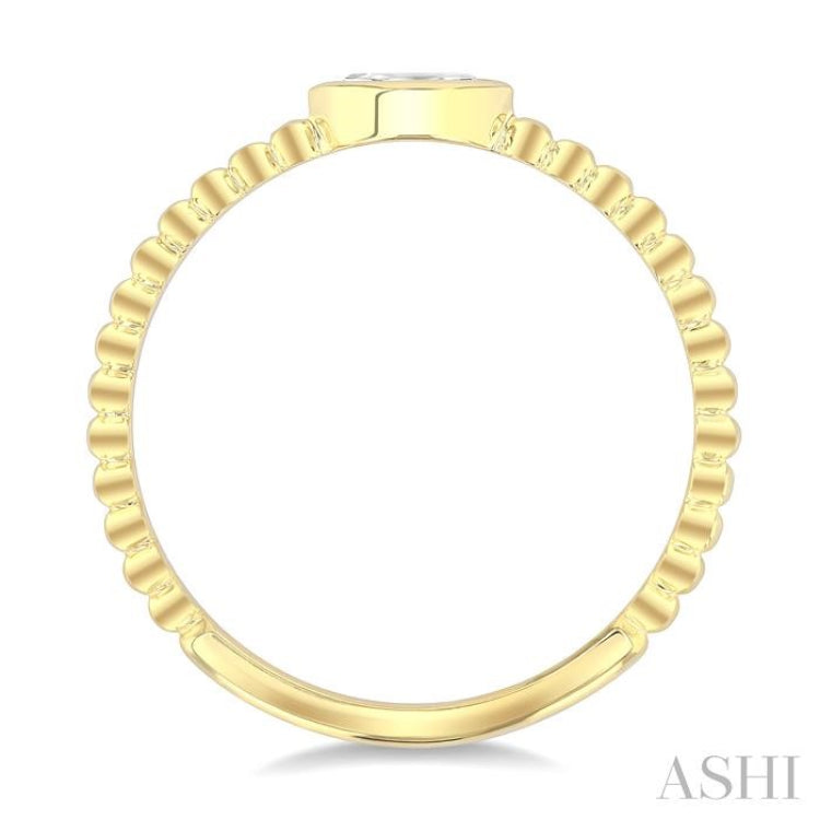 1/6 Ctw Petite Bezel Set Marquise Cut Diamond Bead Bijoux Stackable Ring in 14K Yellow Gold