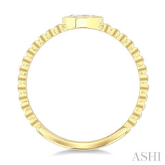 1/6 Ctw Petite Bezel Set Marquise Cut Diamond Bead Bijoux Stackable Ring in 14K Yellow Gold